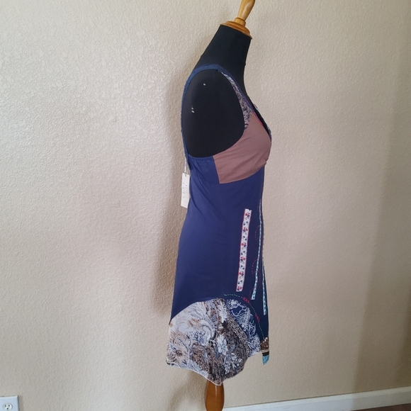 Toi Et Moi Floral Multicolor Print Crochet Embroidered Sleeveless Sheath Dress L - Picture 4 of 12